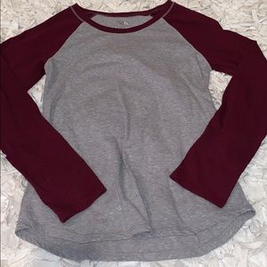 Grey and maroon kids long sleeve